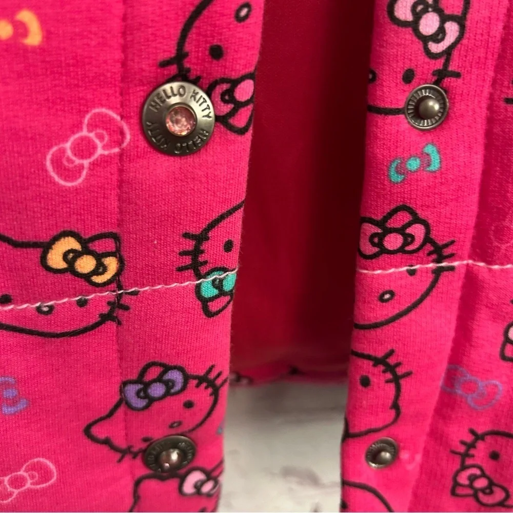 Hello Kitty Sanrio New Deadstock quilted snap down  vest novelty pink gem size 5